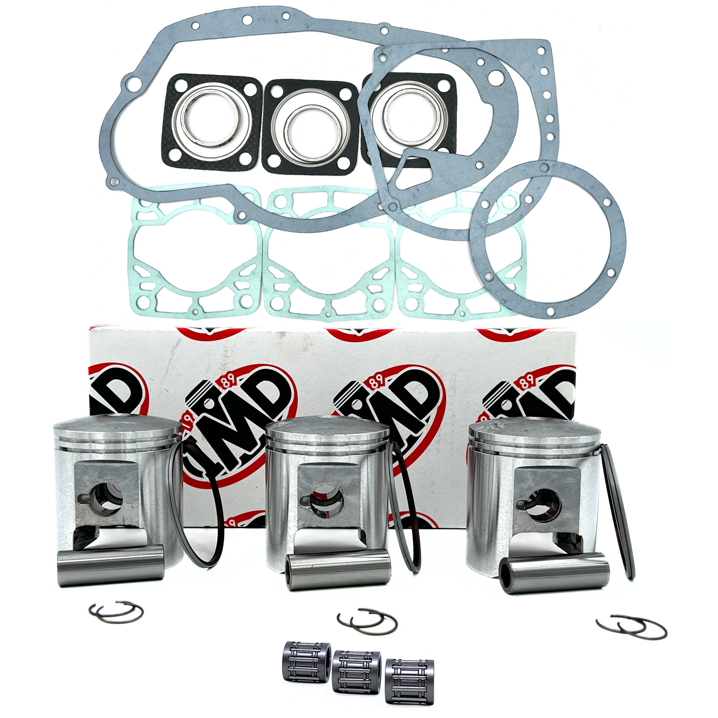 SUZUKI GT380 PISTON KITS (3), BEARINGS (3) & GASKET SET (1)