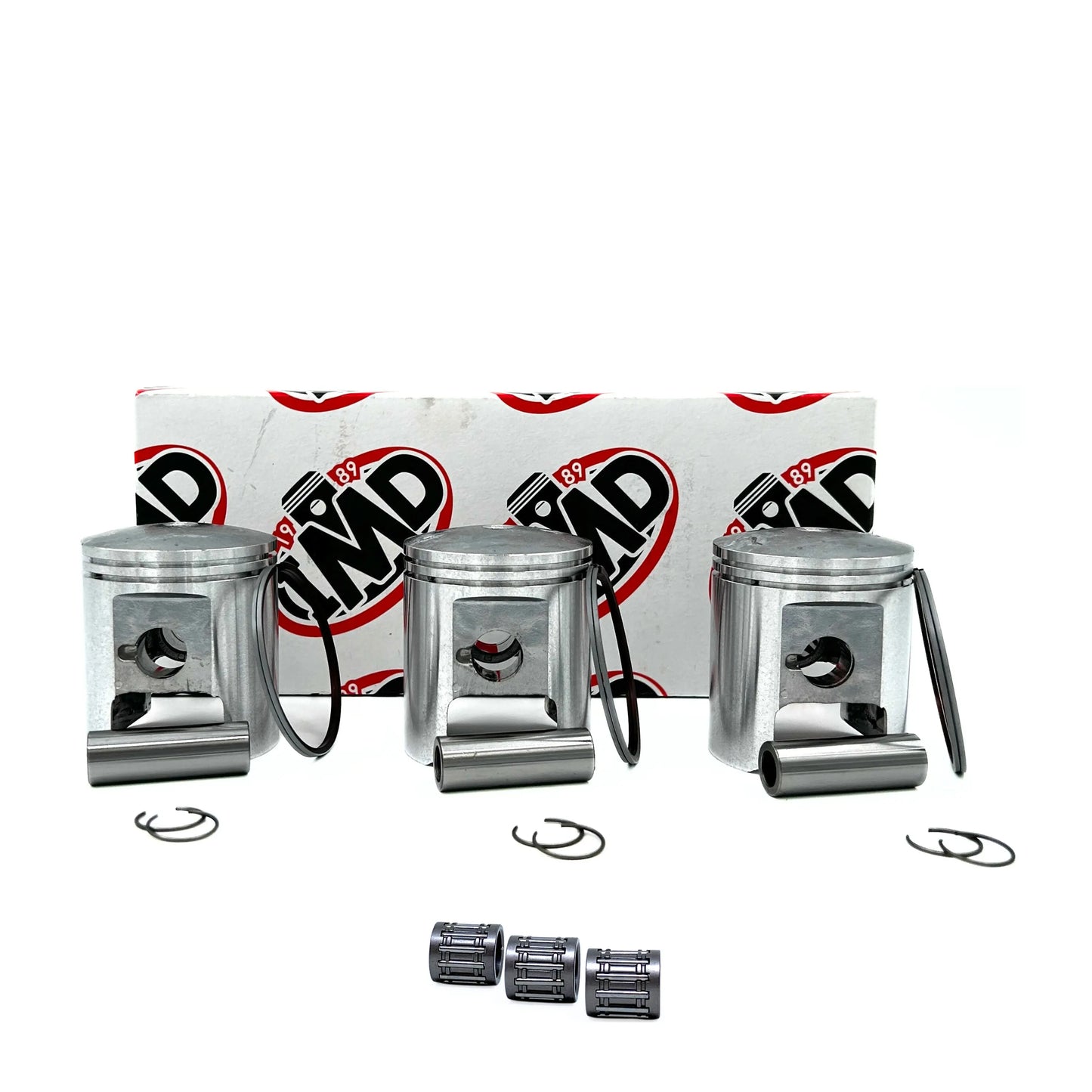 SUZUKI GT380 PISTON KITS (3) & SMALL END BEARINGS (3) IMD Pistons