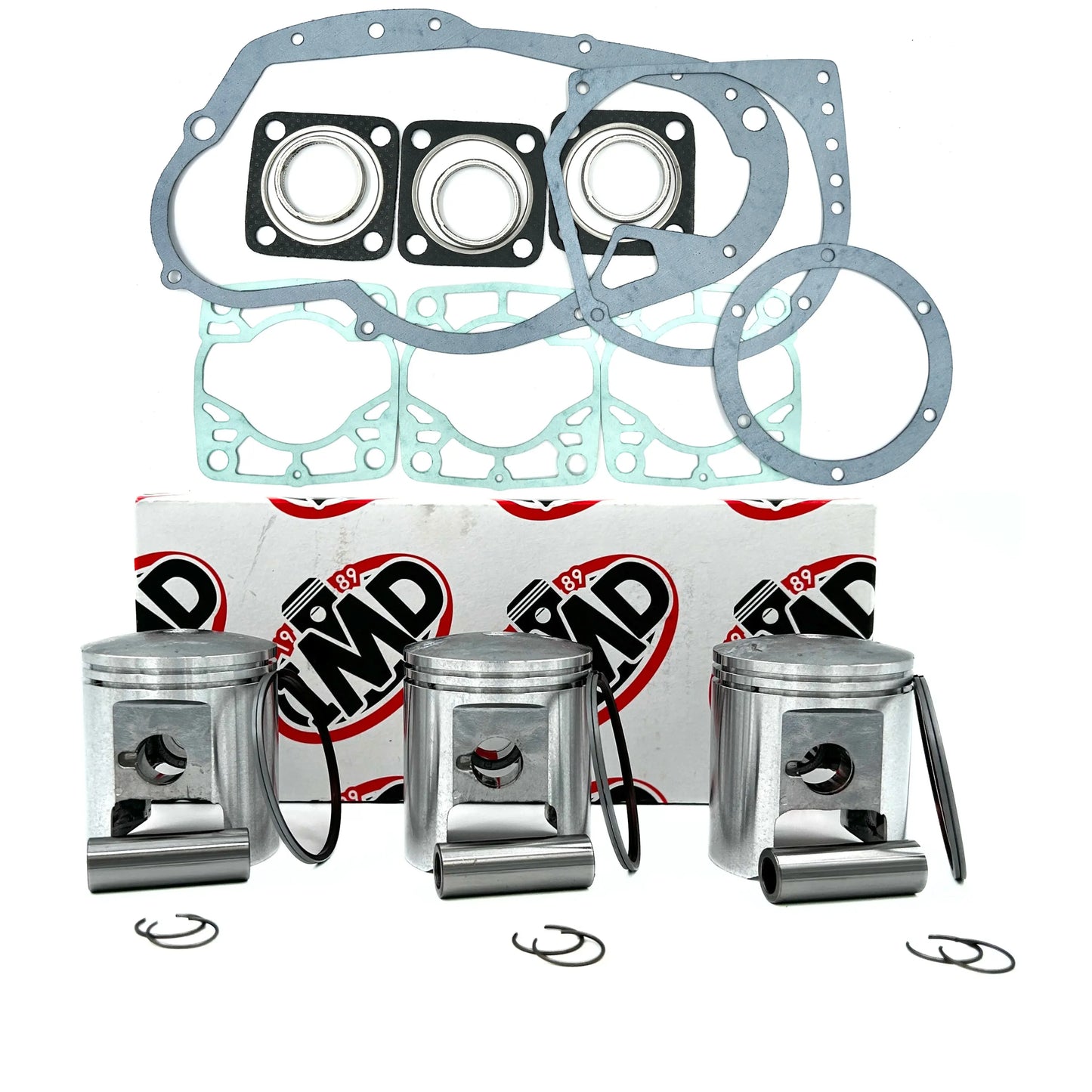 SUZUKI GT380 PISTON KITS (3) & COMPLETE GASKET SET (1) IMD Pistons