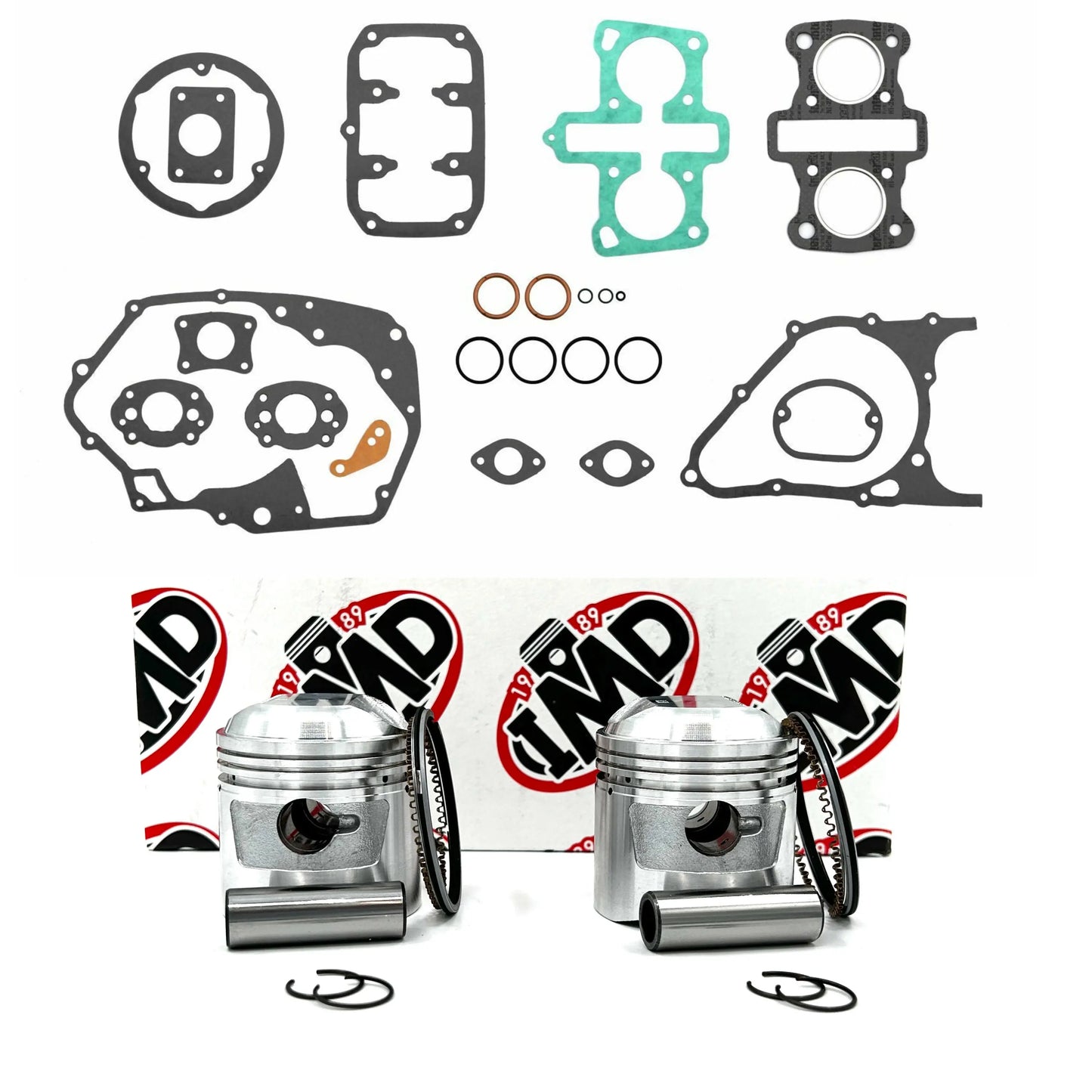 HONDA SL175 PISTON KITS (2) & COMPLETE GASKET SET (1) IMD Pistons