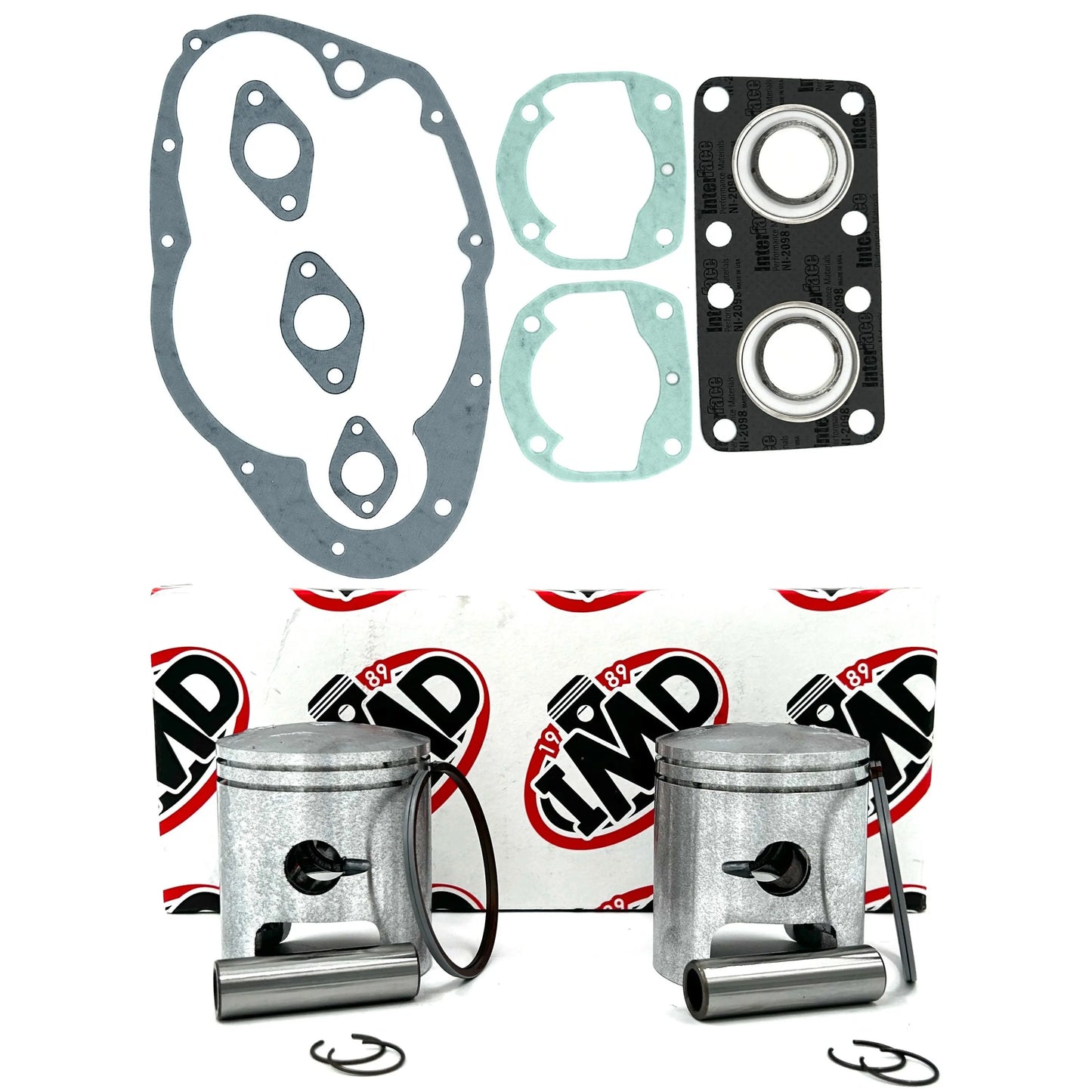 SUZUKI GT250 A/B/C PISTON KITS (2) & COMPLETE GASKET SET (1) IMD Pistons