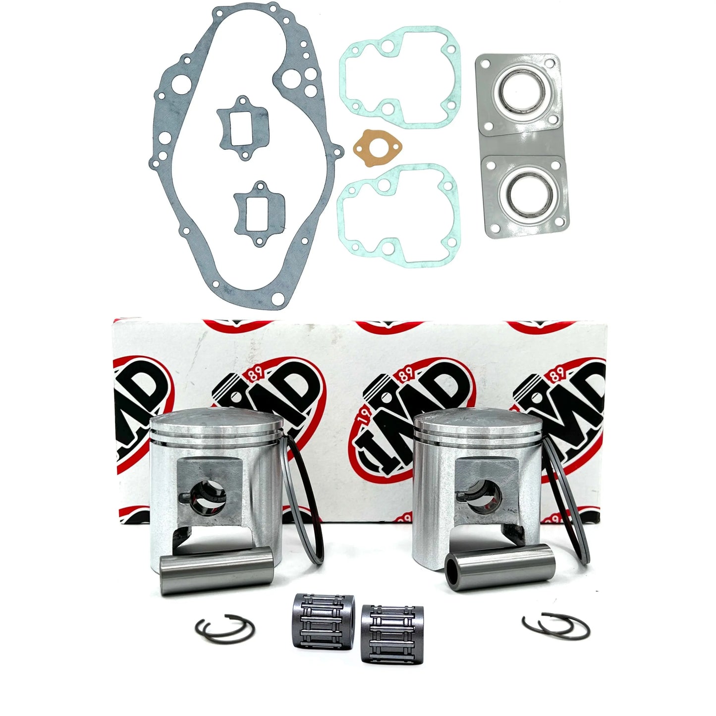 SUZUKI GT250 X7 PISTON KITS (2), BEARINGS (2) & GASKET SET (1) IMD Pistons