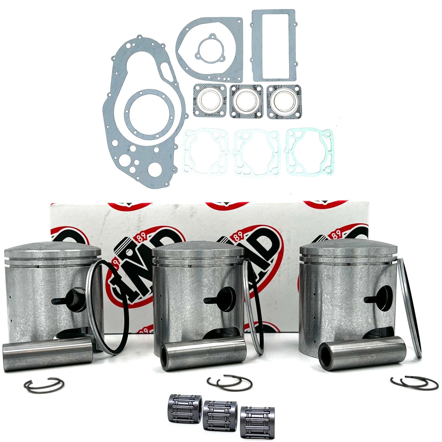 SUZUKI GT550 PISTON KITS (3), BEARINGS (3) & GASKET SET (1) IMD Pistons