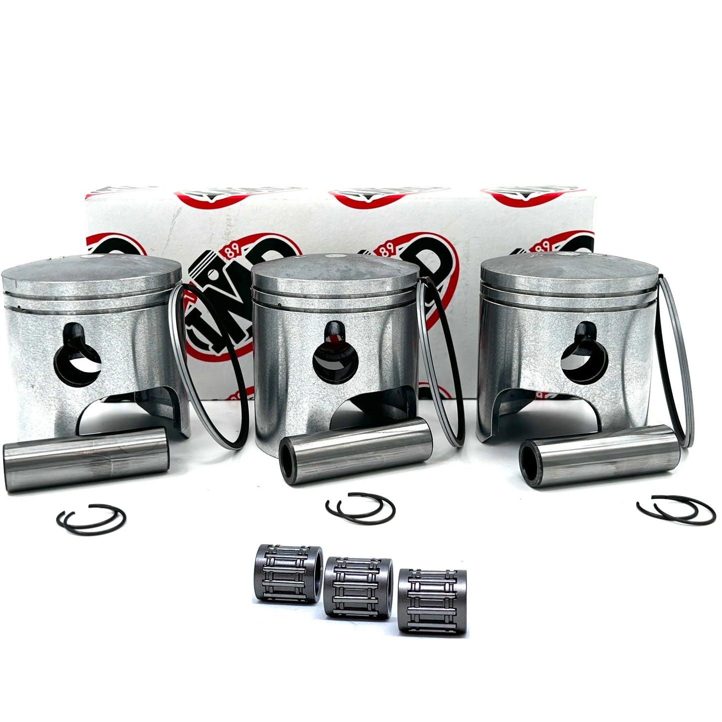 SUZUKI GT750 PISTON KITS (3) & SMALL END BEARINGS (3) IMD Pistons