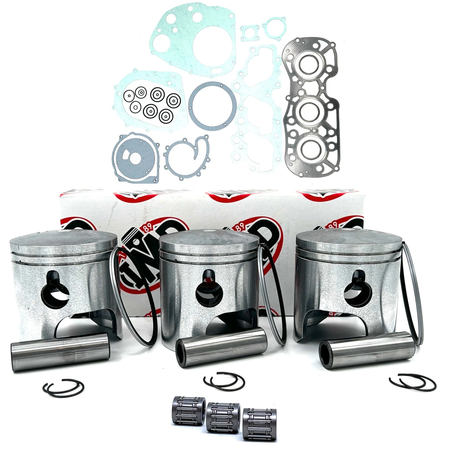 SUZUKI GT750 PISTON KITS (3), BEARINGS (3) & GASKET SET (1) IMD Pistons