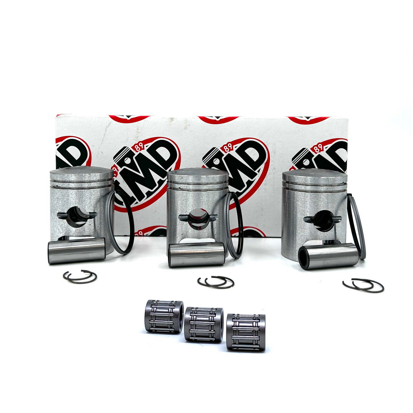 KAWASAKI S1 KH250 PISTON KITS (3) & SMALL END BEARINGS (3)