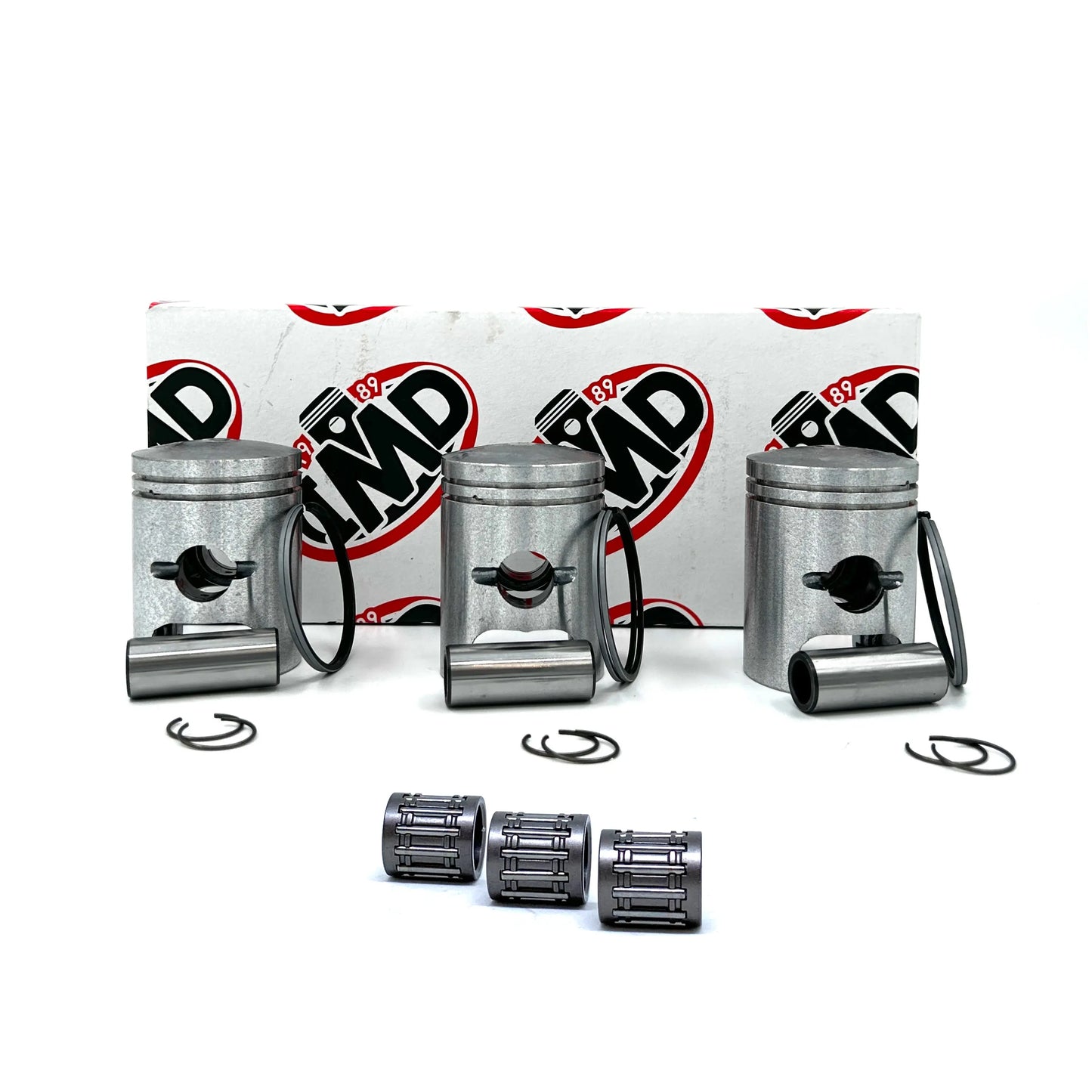 KAWASAKI S1 KH250 PISTON KITS (3) & SMALL END BEARINGS (3) IMD Pistons