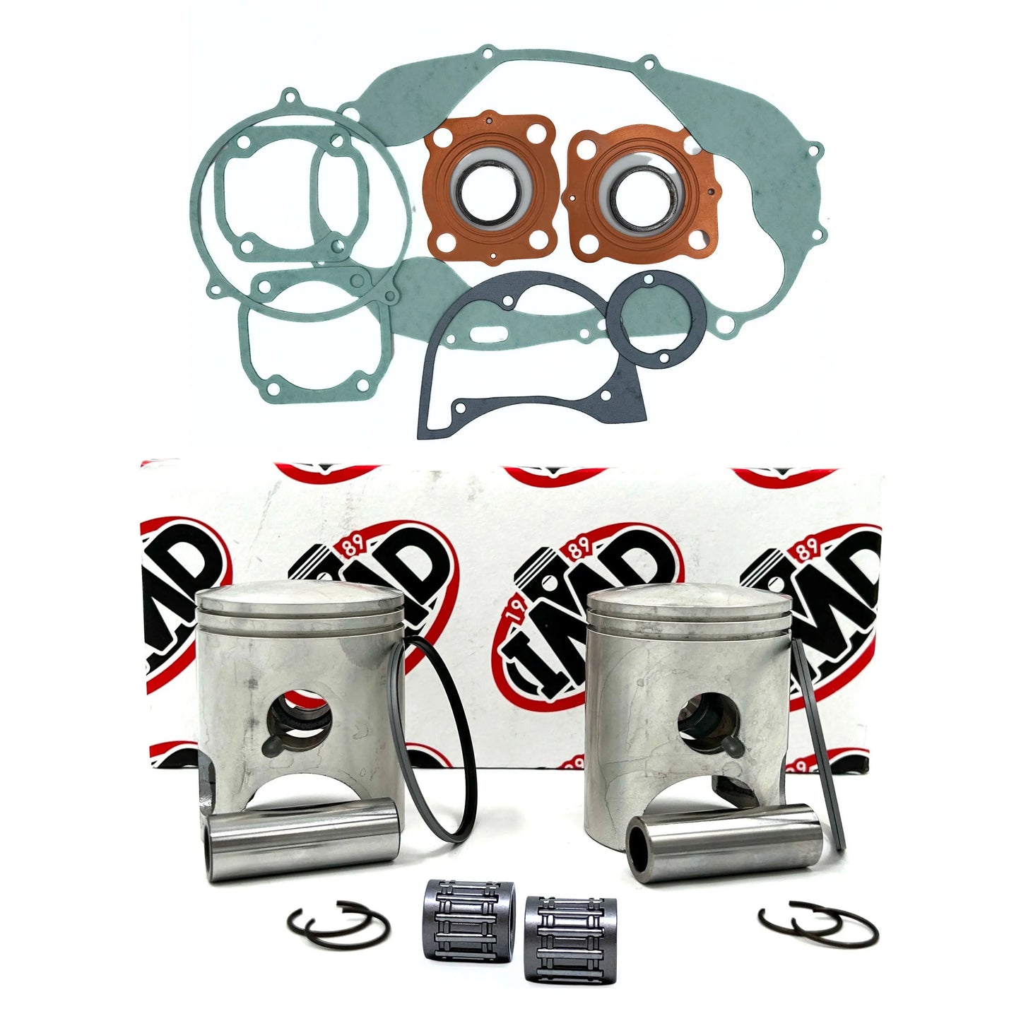 YAMAHA RD250 76-79 PISTON KITS (2), BEARINGS (2) & GASKET SET (1) IMD Pistons