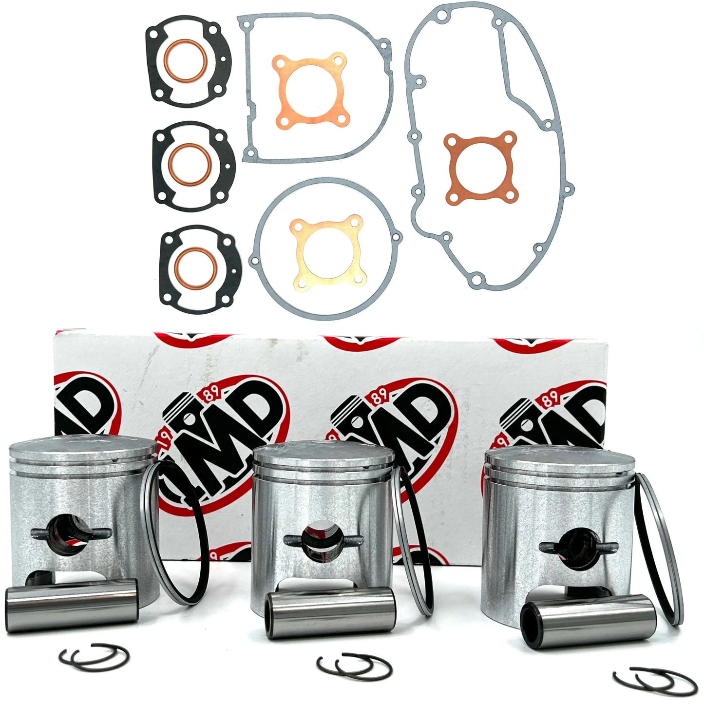 KAWASAKI S2 350 PISTON KITS (3) & COMPLETE GASKET SET (1) IMD Pistons