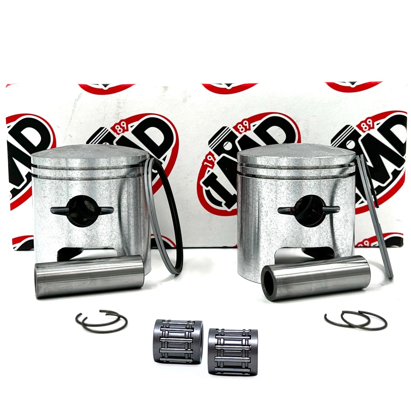 SUZUKI T350 PISTON KITS (2) & SMALL END BEARINGS (2) IMD Pistons