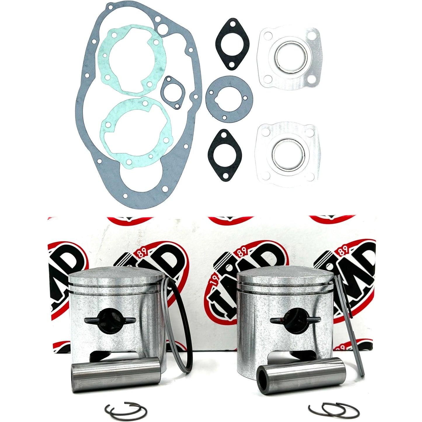 SUZUKI T350 PISTON KITS (2) & COMPLETE GASKET SET (1) IMD Pistons